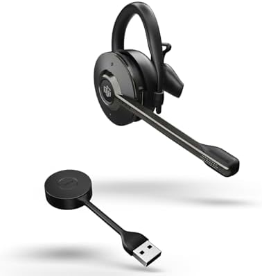 Jabra Engage 55 Convertible Wireless Headset with Ear Hook, Headband & Neckband, Link 400 USB-A DECT Adapter – Noise-Cancelling Microphone –