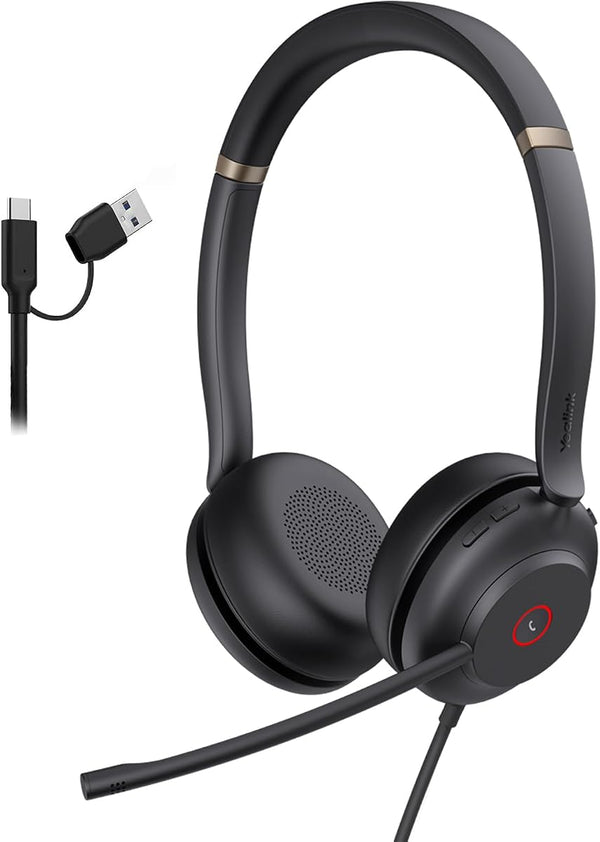 Yealink UH37 USB Headset with Noise Cancelling Microphone,Wired Headset for PC