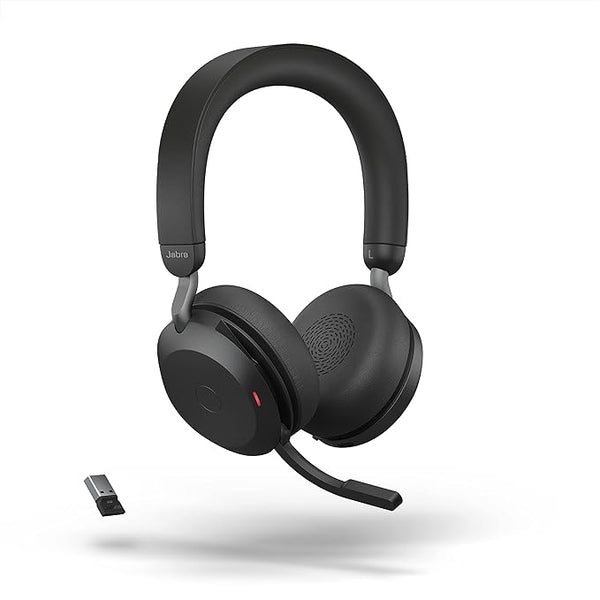 Jabra Evolve2 75 PC Wireless Headset with Adjustable Advanced Active Noise Cancelling, USB-A Bluetooth Adapter and UC Compatibility - Black (Renewed)