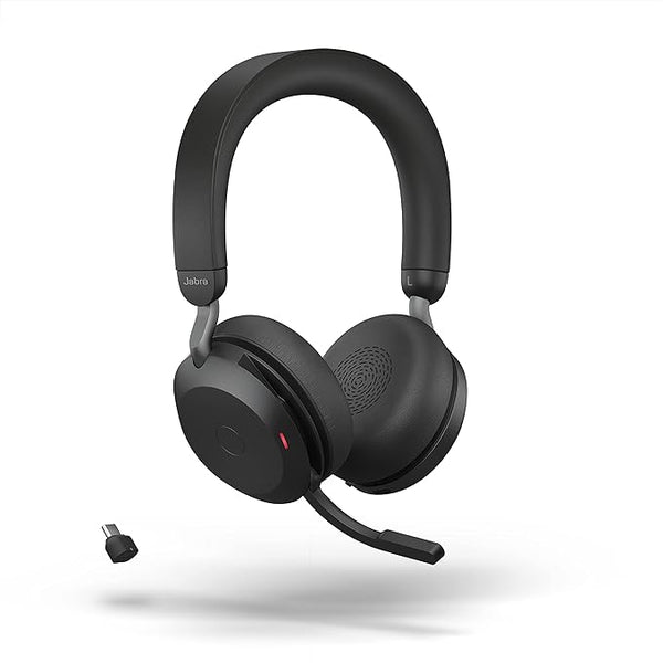 Jabra Evolve2 75 PC Wireless Headset with Adjustable Advanced Active Noise Cancelling, USB-C Bluetooth Adapter and UC Compatibility - Black (Renewed)