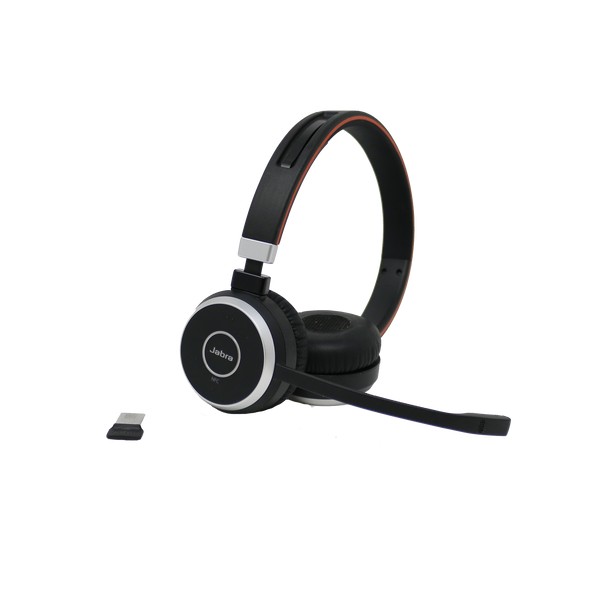 Jabra Evolve 65 DUO UC Bluetooth Wireless Headset with USB Dongle (Certified Renewed)