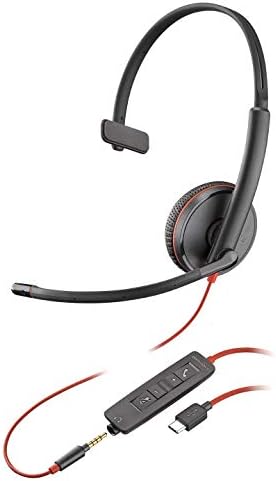 Plantronics Blackwire 3215 USB-C Headset, On-Ear Mono Headset, Wired (Renewed)…
