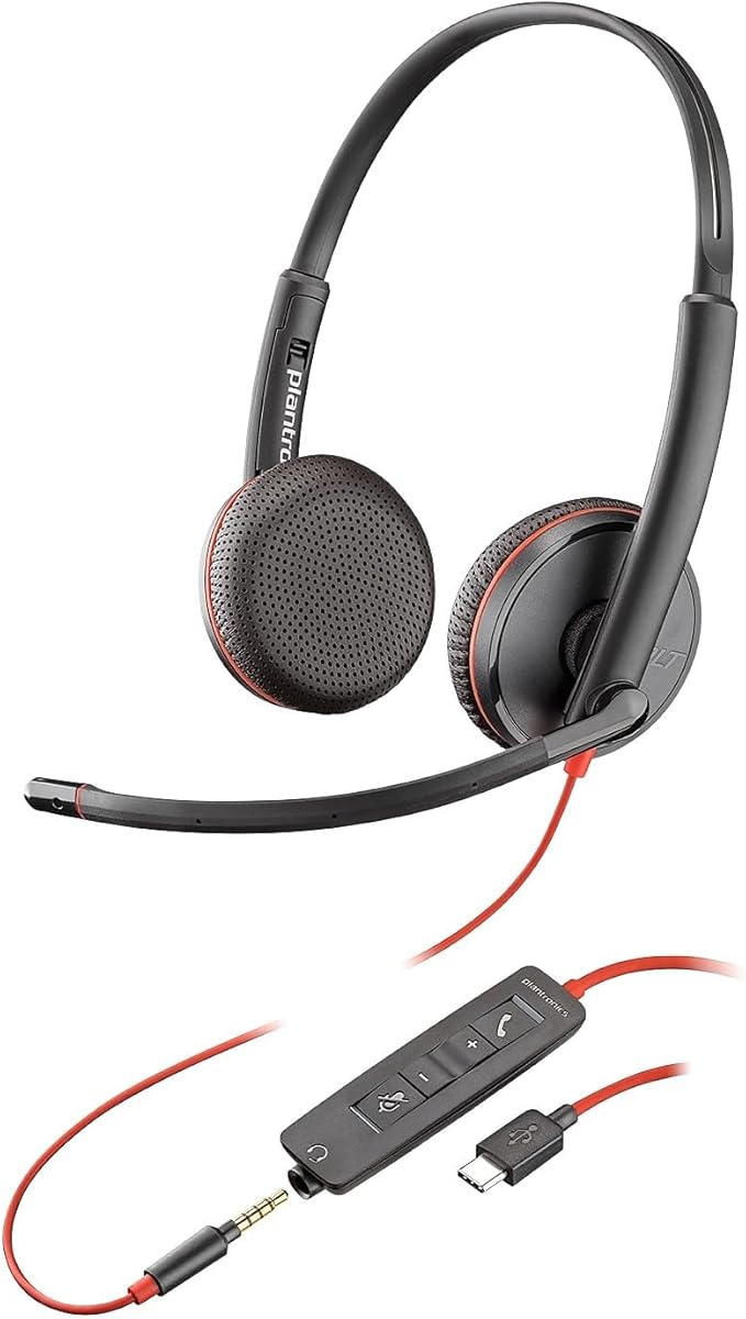 Plantronics Blackwire 3225 USB-C Headset, On-Ear Mono Headset, Wired