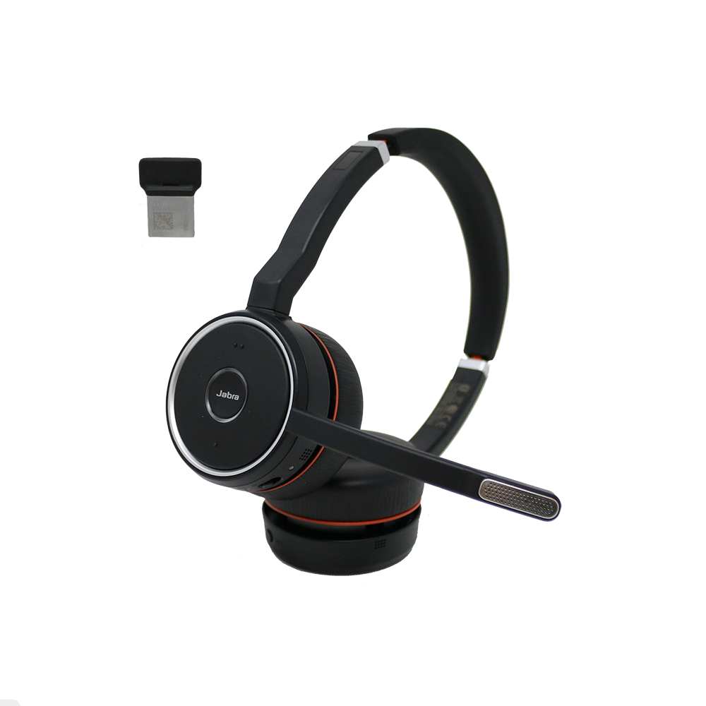 Jabra Evolve 75 DUO UC Bluetooth Wireless Headset with USB Dongle (Certified Renewed)
