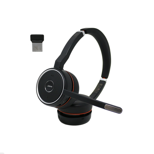 Jabra Evolve 75 DUO UC Bluetooth Wireless Headset with USB Dongle (Certified Renewed)
