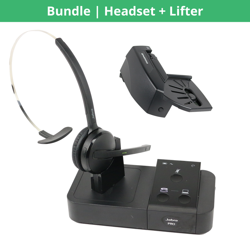 Jabra Pro 9450 Wireless Headset Bundle with Lifter (Renewed)