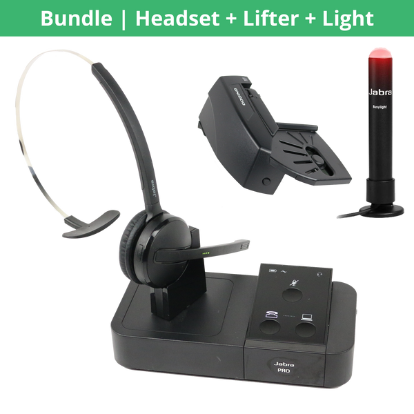 Jabra Pro 9450 Wireless Headset Bundle with Lifter, Busy Light (Renewed)