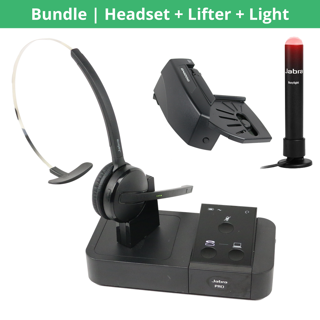 Jabra Pro 9450 Wireless Headset Bundle with Lifter, Busy Light (Renewed)