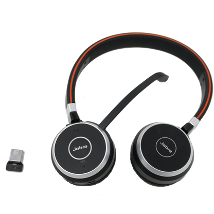 Jabra Evolve 65 DUO UC Bluetooth Wireless Headset with USB Dongle (Certified Renewed)