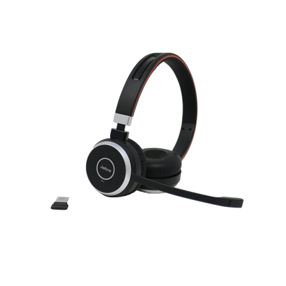 Jabra Evolve 65 DUO UC Bluetooth Wireless Headset with USB Dongle (Certified Renewed)